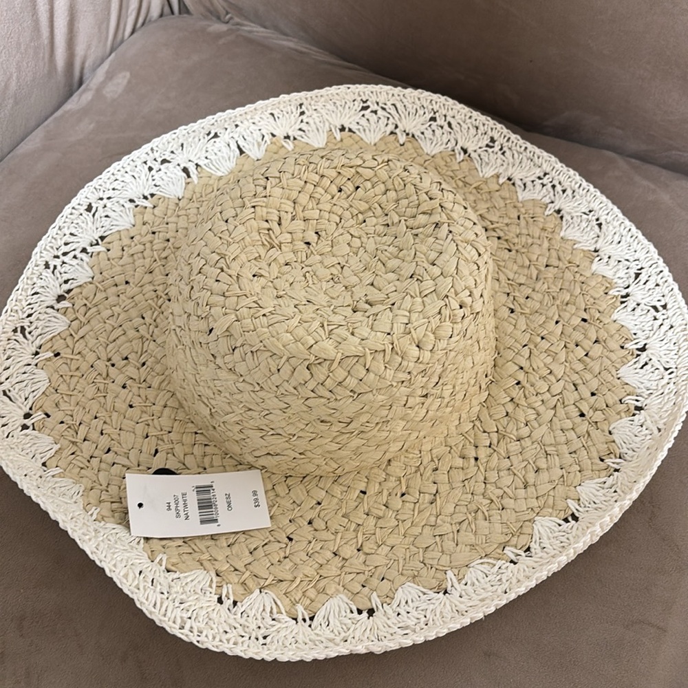 Panama woven pattern Hat with Crochet Trim-100% paper